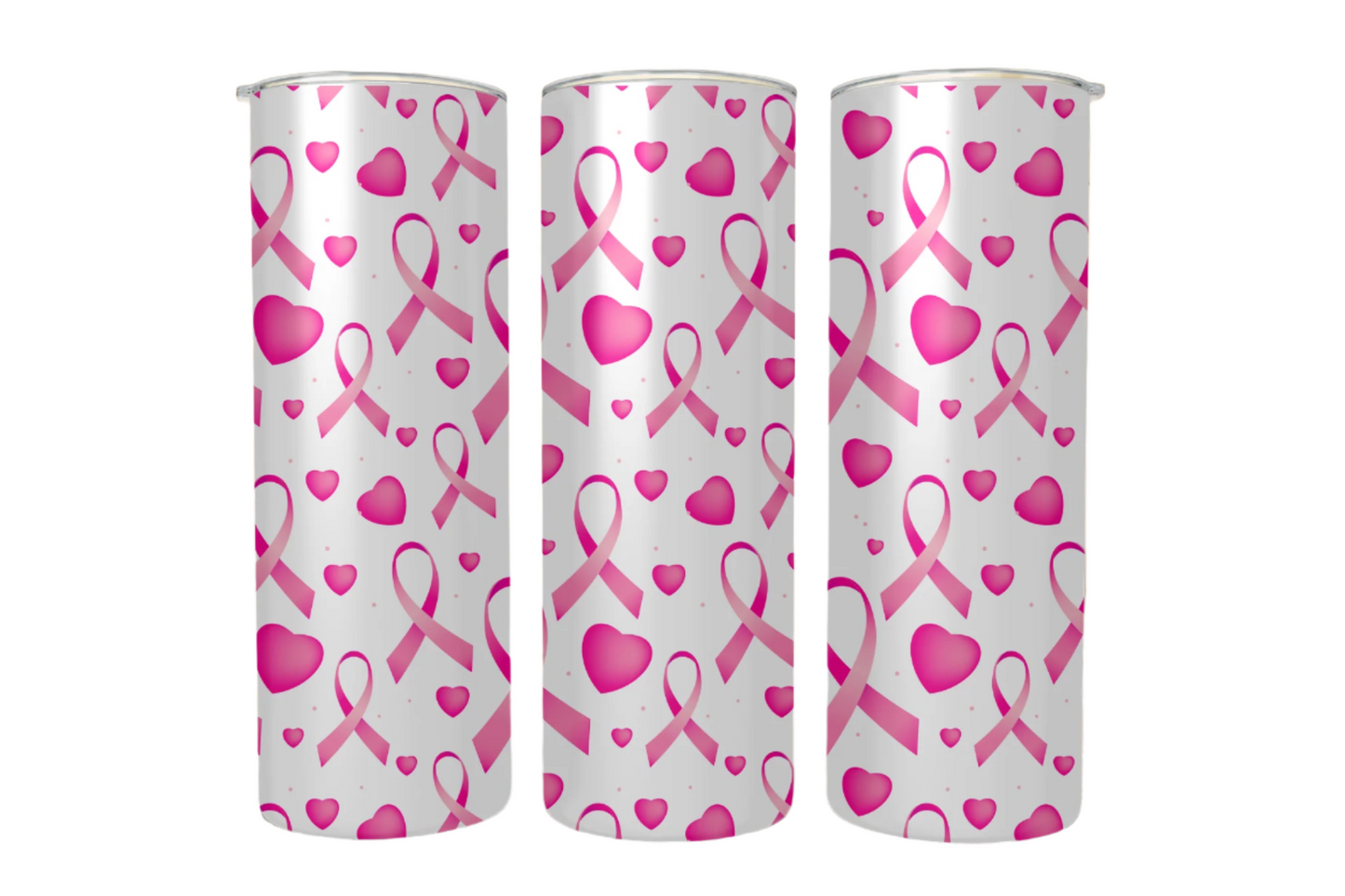 Hearts and Pink Ribbons Stainless Steel Tumbler